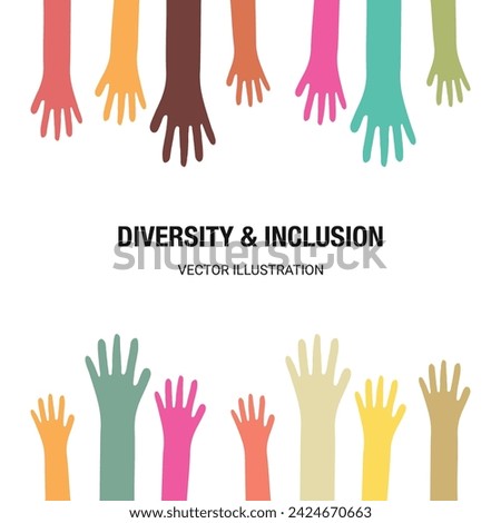 Belonging and inclusion concept as a symbol of acceptance and integration with diversity and support of different cultures as diverse races and unity symbol holding hands together. Vector illustration