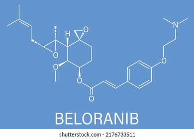 Beloranib obesity drug molecule. Skeletal formula.