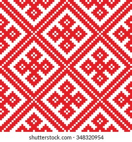 Belorussian ethnic ornament, seamless pattern. Vector illustration. Slovenian Traditional Pattern Ornament. Seamless Background. Belarusian pattern