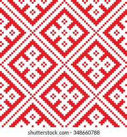 Belorussian ethnic ornament, seamless pattern. Vector illustration. Slovenian Traditional Pattern Ornament. Seamless Background. Belarusian pattern