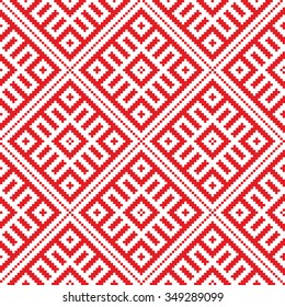 Belorussian ethnic ornament, seamless pattern. Vector illustration. Slovenian Traditional Pattern Ornament. Seamless Background. Belarusian pattern