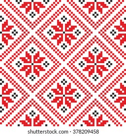 Belorussian ethnic ornament, seamless pattern. Vector illustration. Slovenian Traditional Pattern Ornament. Seamless Background. Belarusian pattern. Belarus.