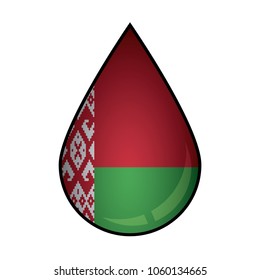 The Belorussian flag painted on 3D water drop