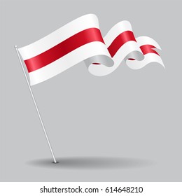 Belorussian pin icon wavy flag. Vector illustration.