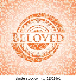 Beloved abstract orange mosaic emblem with background