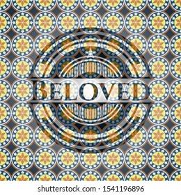 Beloved arabic style badge. Arabesque decoration.