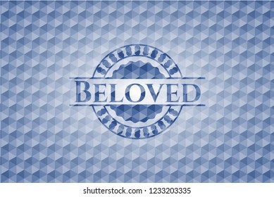 Beloved blue polygonal badge.