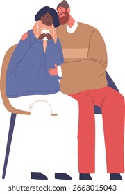 Beloved Christmas couple hugging vector illustration