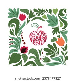 adorada linda ilustración de fruta vectorial marco de arte
