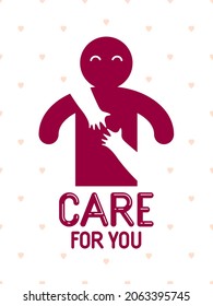 Beloved man with care hands of a lover woman hugging him around from behind, vector icon logo or illustration in simplistic symbolic style.