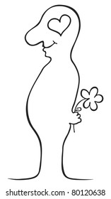 Beloved man with flower behind his back