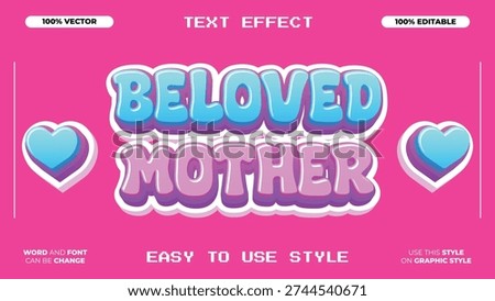 Beloved Mother 3D Text Effect - Customizable Graphic Design Element for Mothers Day and Family Celebrations