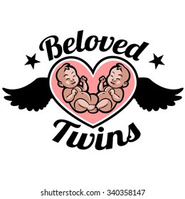 beloved newborn little baby smiling with small arms and legs - stylized art for logos, signs, icons and design cards, invitations and baby shower 