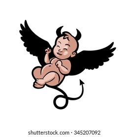 beloved newborn little baby smiling with small arms and legs - stylized art for logos, signs, icons and design cards, invitations and baby shower 