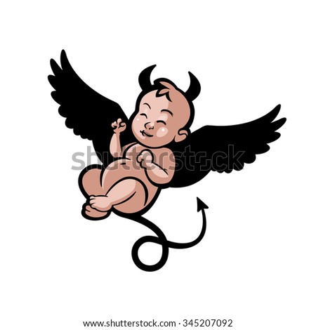 beloved newborn little baby smiling with small arms and legs - stylized art for logos, signs, icons and design cards, invitations and baby shower 