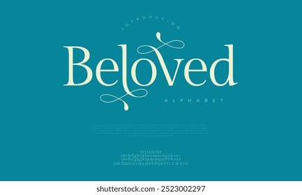 Beleza de tipografia amada moda elegante minimalista serif italic fontes decorativos casamento vintage retro logos. Logotipo de fonte de luxo mínimo alfabeto. Ilustração vetorial