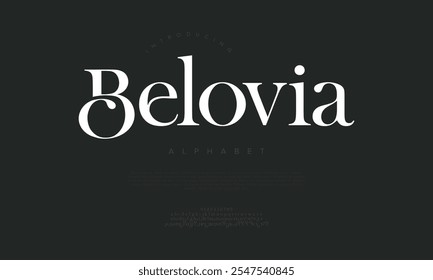 Belovia tipografia beleza moda elegante minimalista serif italic fontes decorativo casamento vintage retro logos. Logotipo de fonte de luxo mínimo alfabeto. Ilustração vetorial