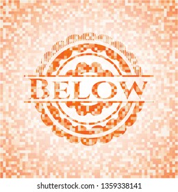 Below abstract orange mosaic emblem with background