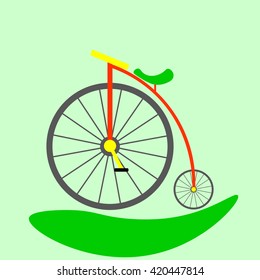 below the bicycle on a green background