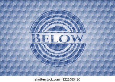 Below blue hexagon badge.