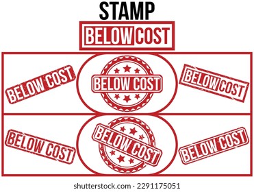 Below Cost stamp red rubber stamp on white background. Below Cost stamp sign. Below Cost stamp.