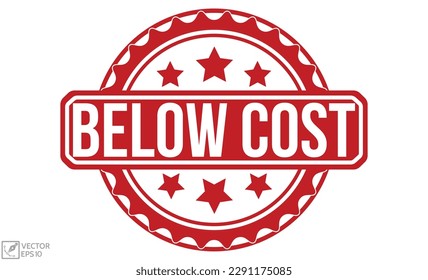 Below Cost stamp red rubber stamp on white background. Below Cost stamp sign. Below Cost stamp.