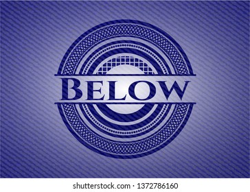 Below emblem with denim texture