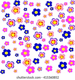 below flowers of different color and in the pattern size on a white background