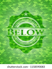 Below green emblem. Mosaic background