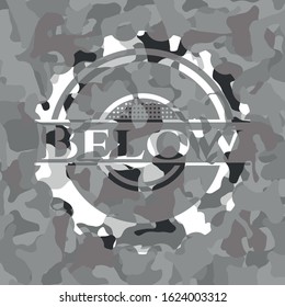 Below grey camouflaged emblem. Vector Illustration.