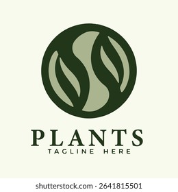 Below the icon, the word "PLANTS" is presented in a classic, sophisticated serif font, conveying a sense of quality and establishment. A placeholder, "TAGLINE HERE," is included in a clean, simple fon