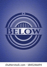 Below jean or denim emblem or badge background. Vector Illustration. Detailed. 