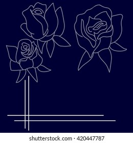 below the line and roses on a blue background