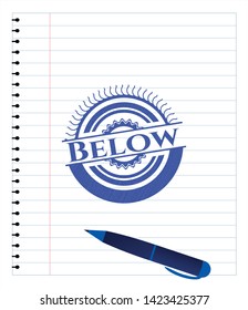 Below pen draw. Blue ink. Vector Illustration. Detailed.