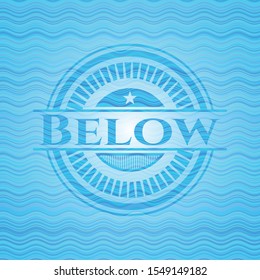 Below sky blue water wave badge background. Vector Illustration. Detailed.