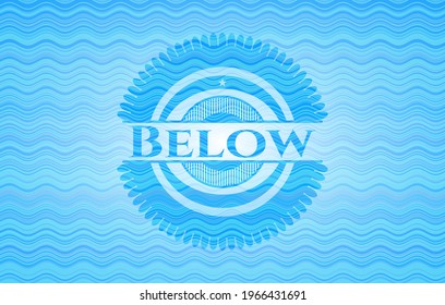 Below sky blue water wave style emblem. Vector Illustration. Detailed. 