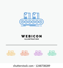 Belt, box, conveyor, factory, line 5 Color Line Web Icon Template isolated on white. Vector illustration