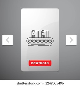 Belt, box, conveyor, factory, line Line Icon in Carousal Pagination Slider Design & Red Download Button