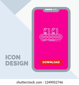 Belt, box, conveyor, factory, line Line Icon in Mobile for Download Page