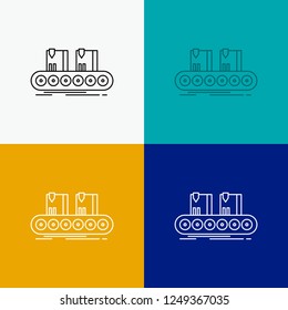 Belt, box, conveyor, factory, line Icon Over Various Background. Line style design, designed for web and app. Eps 10 vector illustration