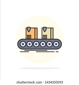Belt, box, conveyor, factory, line Flat Color Icon Vector