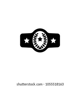 Belt Boxing Sport Championship. Winner Fight Award. Flat Vector Icon. Simple black symbol on white background