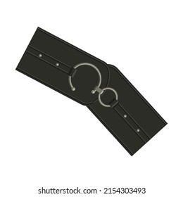 Cinturón con trenzas con anillos. Ilustración vectorial de elementos de diseño de cuero, oro y plata aislados en blanco