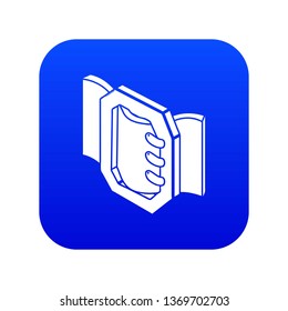 Belt buckle icon blue vector isolated on white background