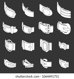 Belt buckle icons set vector white isolated on grey background 