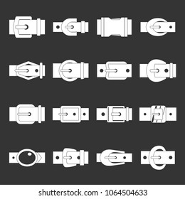 Belt buckles icons set vector white isolated on grey background 