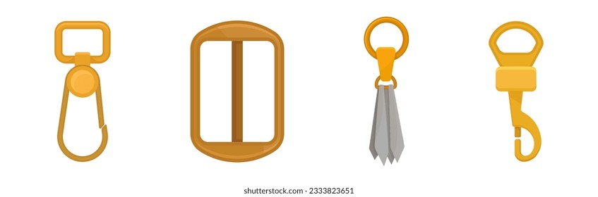 Belt Buckles and Slider as Clothing Fastening Device Vector Set
