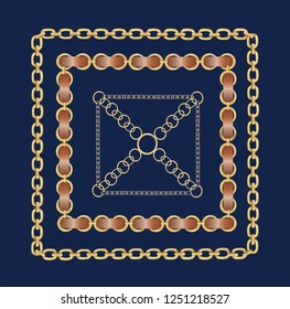 belt and chain mix pattern scarf design