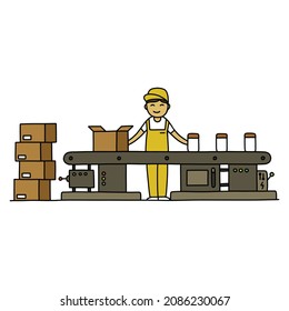 belt conveyor doodle icon, vector illustration
