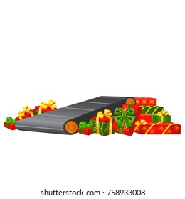 Belt conveyor  isolated on a white background. Vector cartoon close-up illustration.